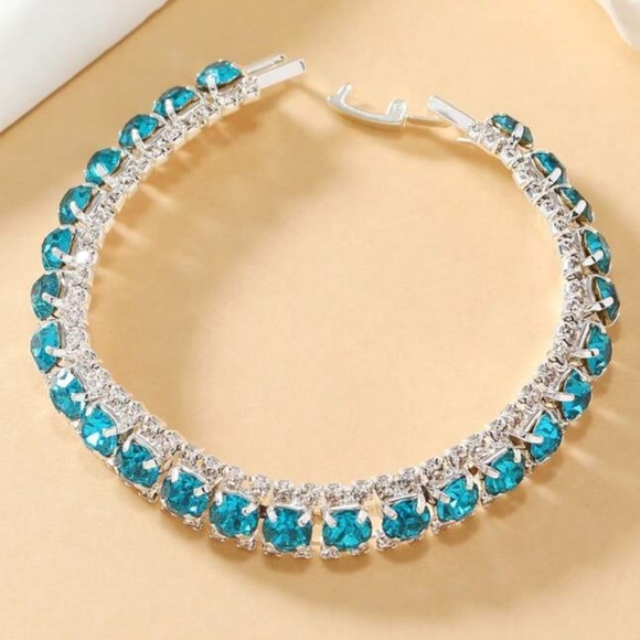 Swarovski Elements Crystal Blue Tennis Bracelet - Picture 3 of 9